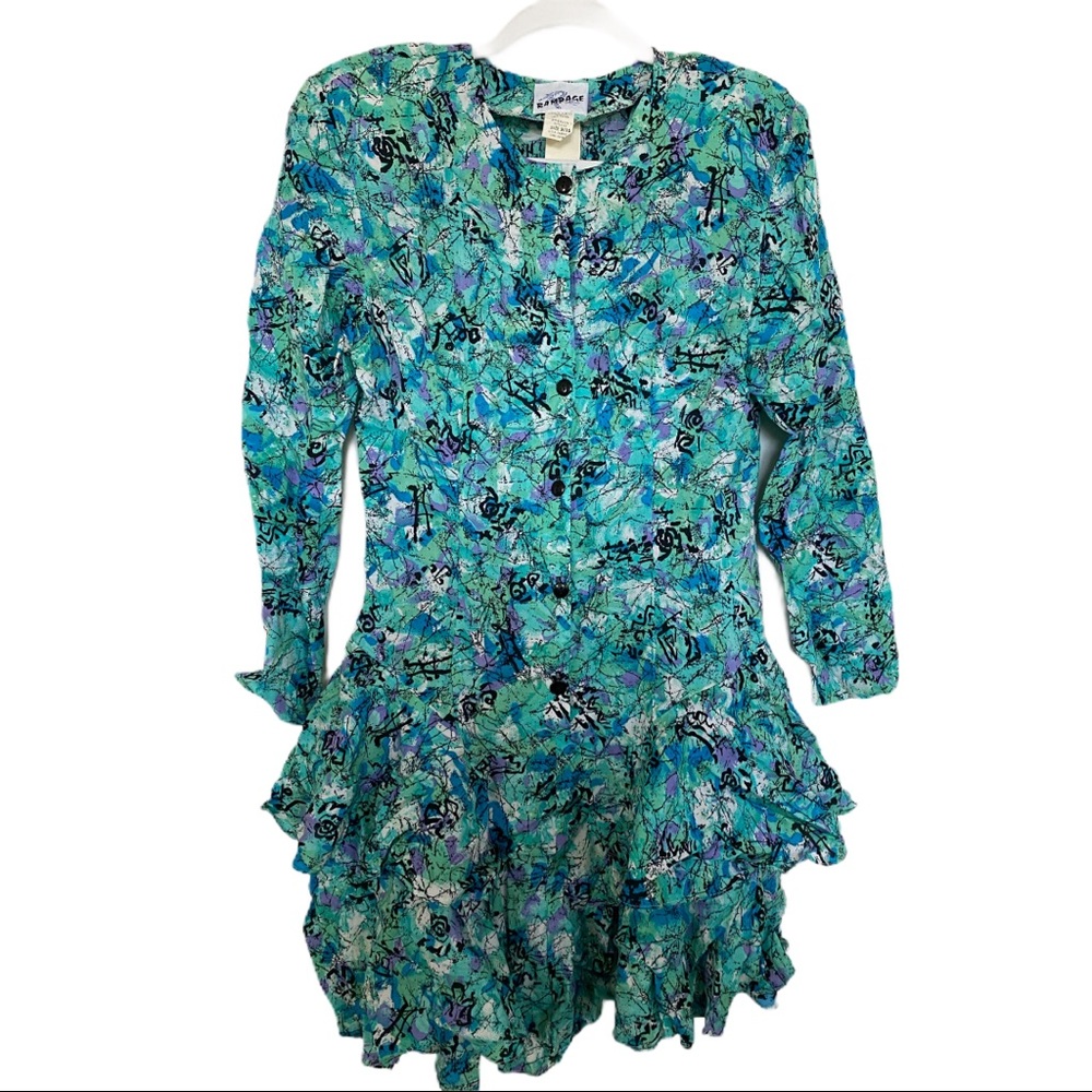Vintage RAMPAGE 🌟Multi-print Dress Size 9/10 NWT (missing button)